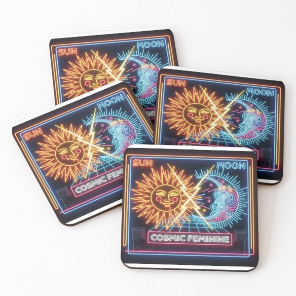 Item preview, Sun vs. Moon Retro Neon Cosmic Duality Design designed and sold by Tily360.
