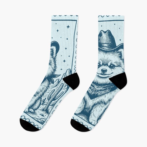 Item preview, Cowboy Pomeranian Puppy Stamp Style Retro Western designed and sold by Y-Vibes.