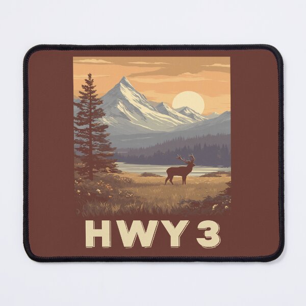 Item preview, HWY 3 Canada Vintage Mountain, Highway 3 Wilderness Elk Art, Canadian Rockies designed and sold by meganohm.