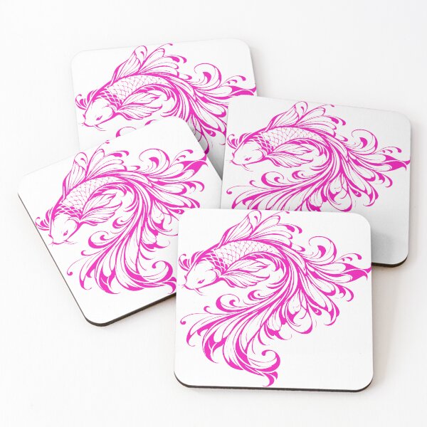 Item preview, Ornate Koi Harmony – Intricate Black and White Vector Ornament designed and sold by ARTCREATESHOP.