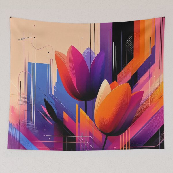 Item preview, Chromatic Bloom I – Abstract Geometric Floral Art designed and sold by Okmanoo.