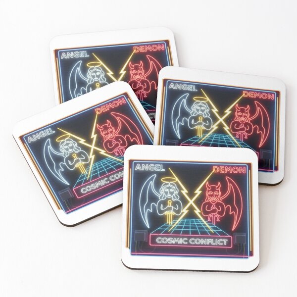 Item preview, Angel vs. Demon Retro Neon Cosmic Conflict Design designed and sold by Tily360.