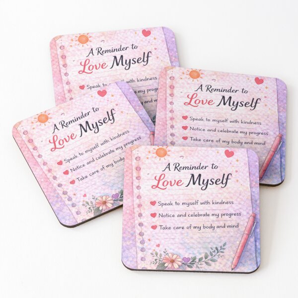 Item preview, A Reminder to Love Myself – Self Love Affirmation Note designed and sold by PunchDrop.
