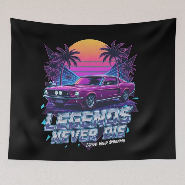 Item preview, Retro Neon Muscle Car Legends Never Die Vintage 80s Synthwave Design designed and sold by Auto   apparel.