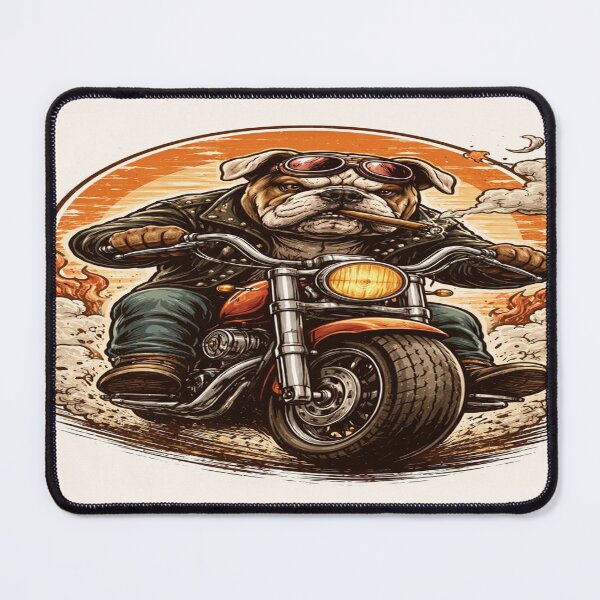 Item preview, Biker Bulldog Riding Motorcycle designed and sold by PrintigoUK.