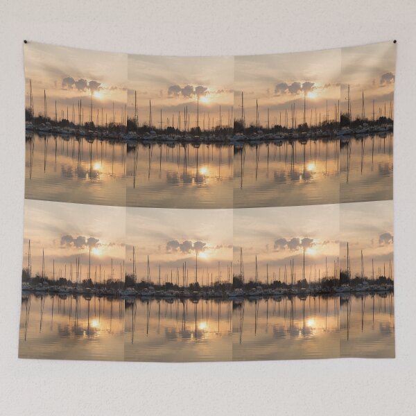 Item preview, Pale Gold Sunrise With Yachts  designed and sold by Georgia Mizuleva.