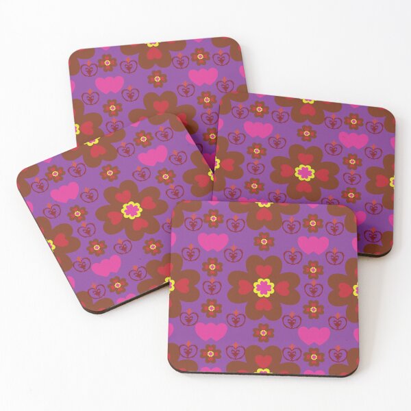 Item preview,  Purple Retro Floral Heart Pattern – Dramatic Romantic Love Design designed and sold by OIL Pattern Design .
