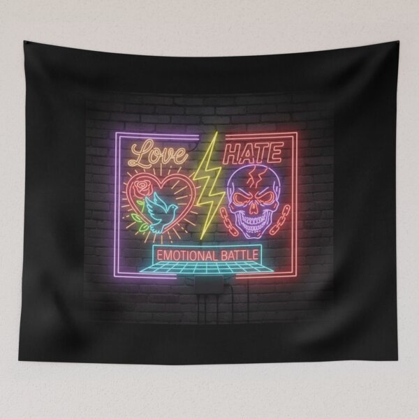 Item preview, Love vs. Hate Retro Neon Emotional Battle Design designed and sold by Tily360.