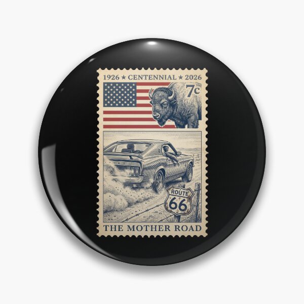Item preview, Route 66 Centennial Muscle Car & Bison - American Stamp Art designed and sold by G350.