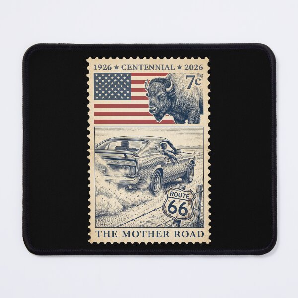 Item preview, Route 66 Centennial Muscle Car & Bison - American Stamp Art designed and sold by G350.
