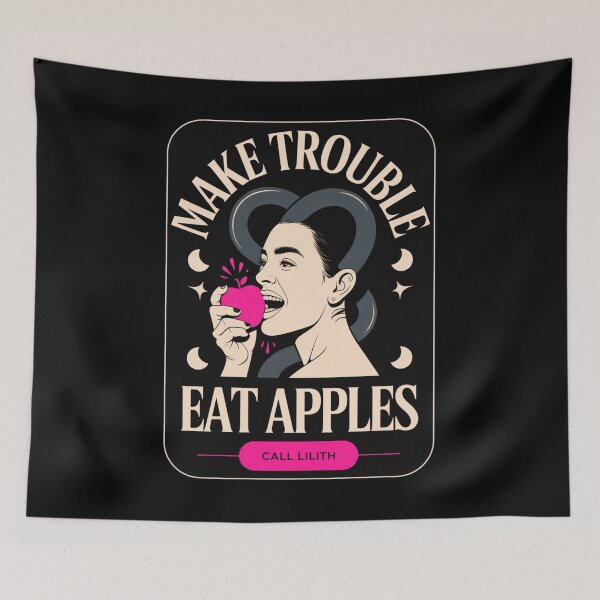 Item preview, Make Trouble Eat Apples Call Lilith | Retro Occult Demon Girl designed and sold by Marpin91.