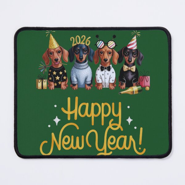 Item preview, Happy new year and 4 dogs - dachshund designed and sold by Palmtree94.
