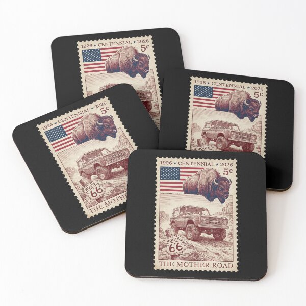 Item preview, Route 66 Centennial Classic 4x4 & Bison - Vintage SUV Stamp designed and sold by G350.