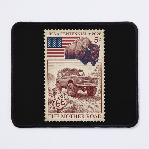 Item preview, Route 66 Centennial Classic 4x4 & Bison - Vintage SUV Stamp designed and sold by G350.