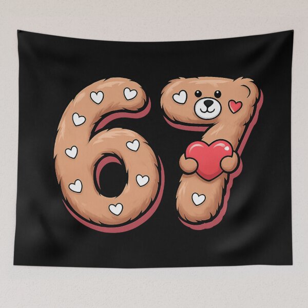 Item preview, Cute Teddy Bear Number 67 with Hearts - Valentine's Day  gift and Design designed and sold by zuzzelek44.