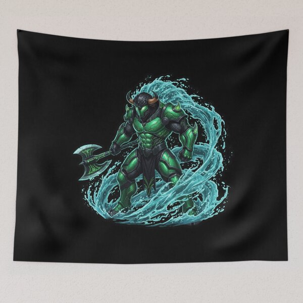 Item preview, Emerald Minotaur Water Warrior Fantasy Armor Art designed and sold by FORYOUOFFICIAL.