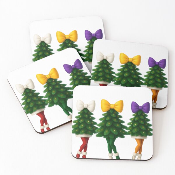Item preview, Three Christmas Tree Girls – Cute Festive Holiday Character Illustration designed and sold by NUVYStudio.