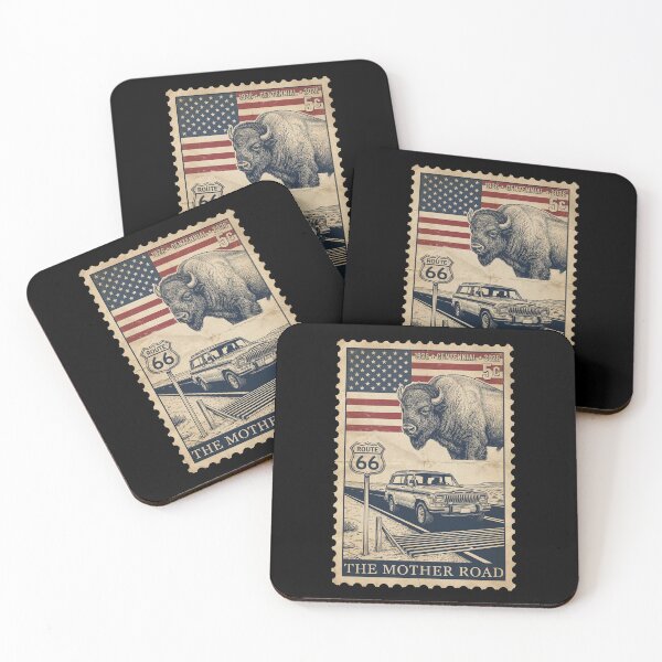 Item preview, Route 66 Centennial Classic Family SUV & Bison - Vintage Stamp designed and sold by G350.