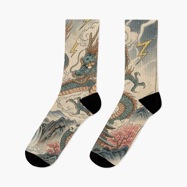 Item preview, Japanese Dragon Illustration with Waterfall and Ancient Temple  designed and sold by unthinkabletees.