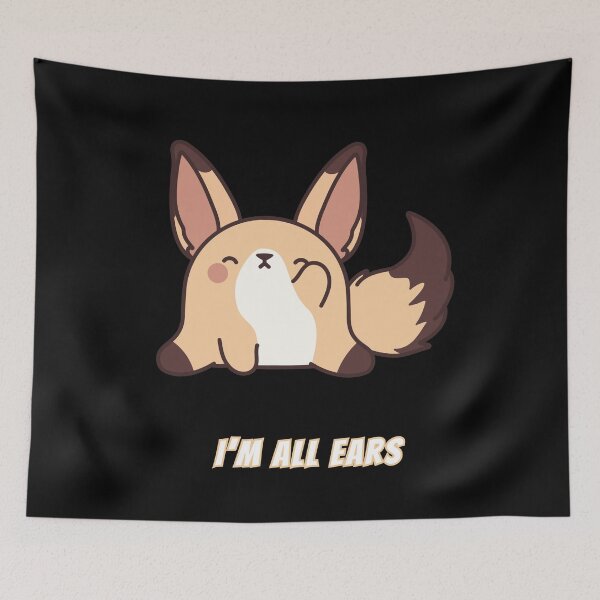 Item preview, I'm All Ears Fennec Fox Kawaii Cute Listening Meme designed and sold by AnimalMemeHub.