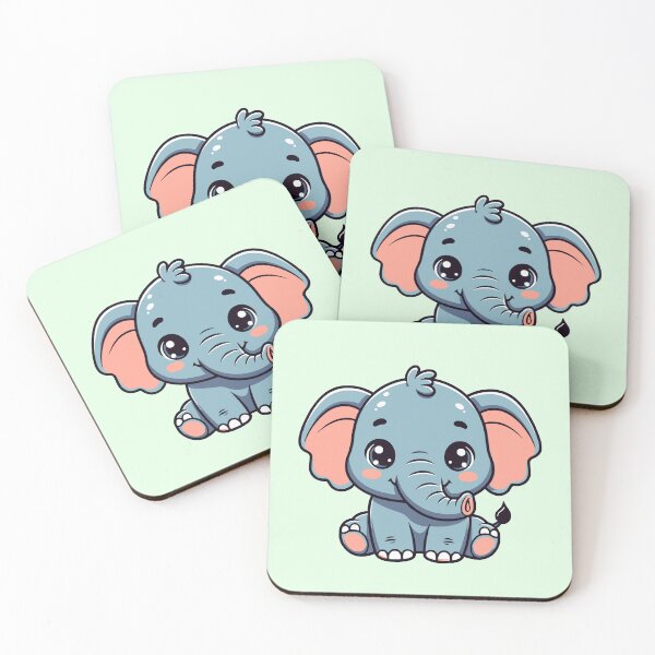 Item preview, Adorable Kawaii Blue Baby Elephant - Soft Mint Background designed and sold by Blooms & Paws Haven .