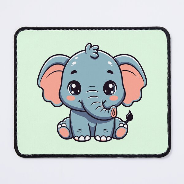 Item preview, Adorable Kawaii Blue Baby Elephant - Soft Mint Background designed and sold by Blooms & Paws Haven .