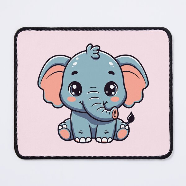 Item preview, Adorable Kawaii Blue Baby Elephant - Soft Pink Background designed and sold by Blooms & Paws Haven .