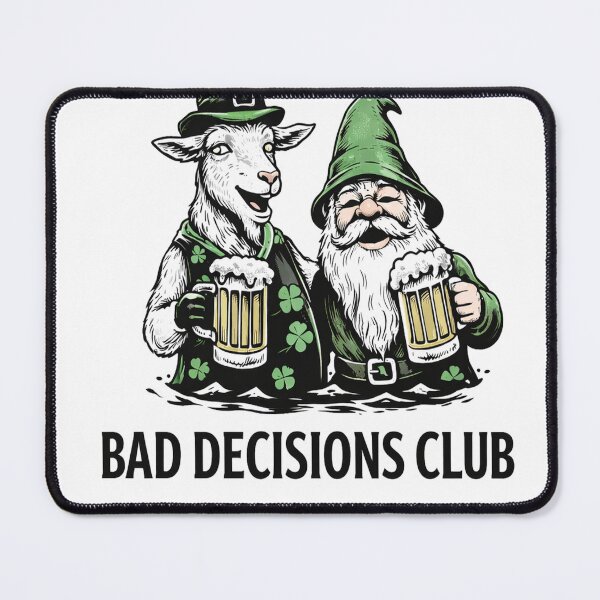 Item preview, Bad Decisions Club – Funny Goat & Gnome Beer T-Shirt | Humorous Drinking Graphic Tee designed and sold by TrendDropsMerch.