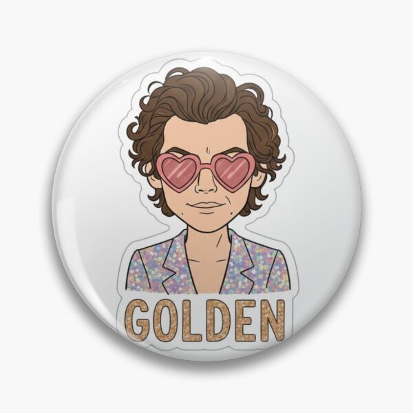 Item preview, Harry Styles Golden Sticker - Retro Heart Sunglasses Design designed and sold by BritKeb27.