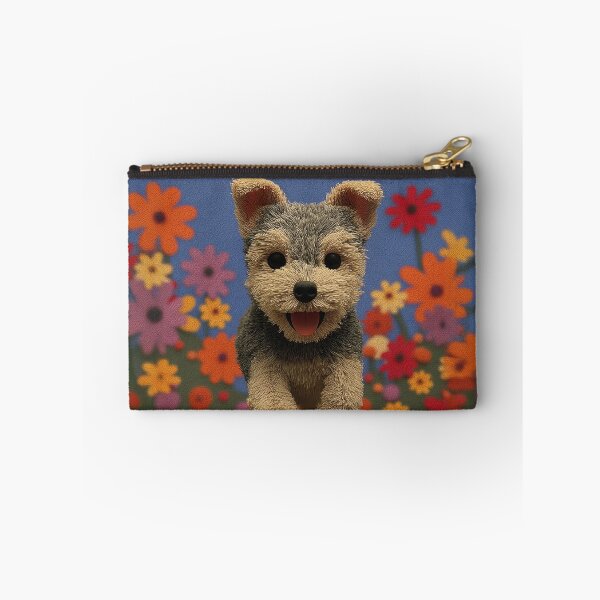 Item preview, Happy Knitted Yorkshire Terrier Puppy Running Through Flowers designed and sold by skibreck.