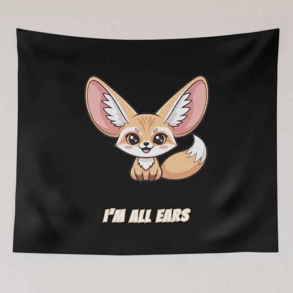 Item preview, I'm All Ears Fennec Fox Kawaii Cute Listening Meme designed and sold by AnimalMemeHub.