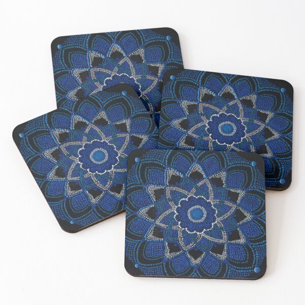 Item preview, Silver and Blue Mandala Boho painting designed and sold by ElexisND.