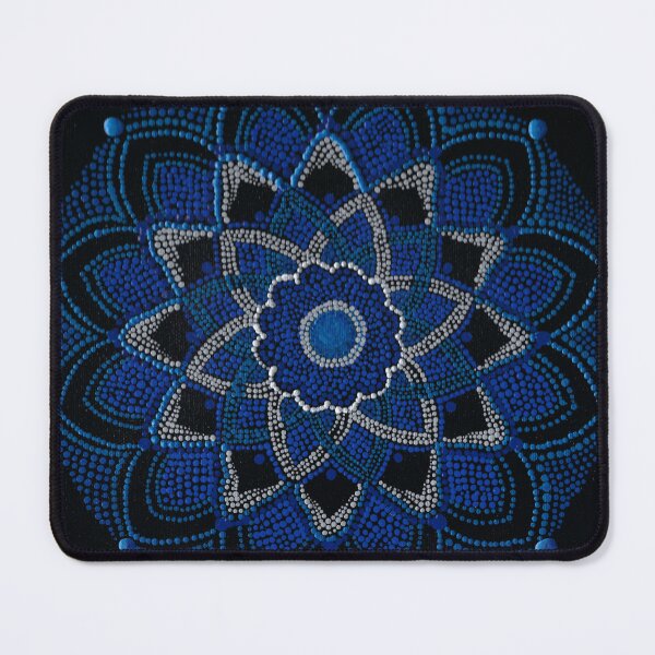 Item preview, Silver and Blue Mandala Boho painting designed and sold by ElexisND.