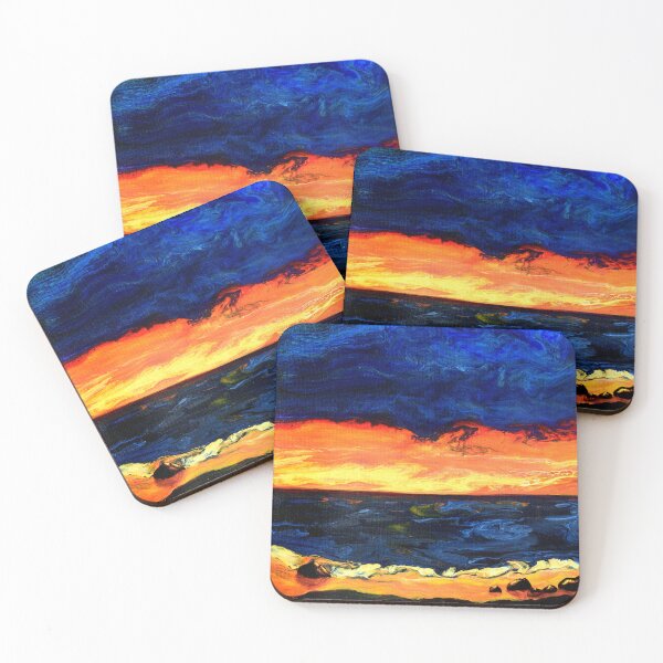 Item preview, Seascape in Indigo and Bright Orange designed and sold by BreezyZen.