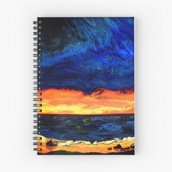 Item preview, Seascape in Indigo and Bright Orange designed and sold by BreezyZen.