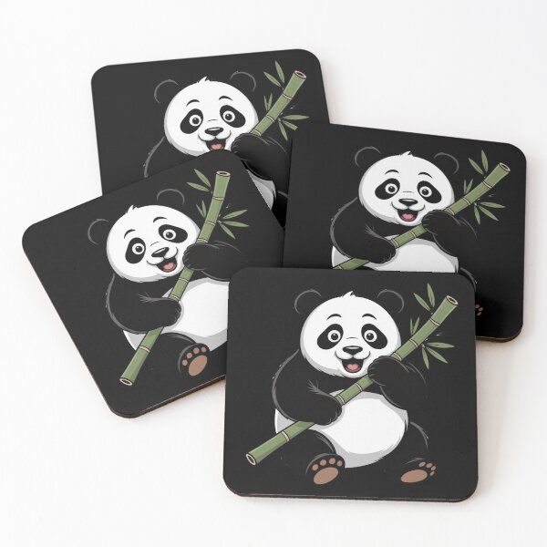 Item preview, Cute Happy Panda Eating Bamboo Cartoon designed and sold by DailySparks.