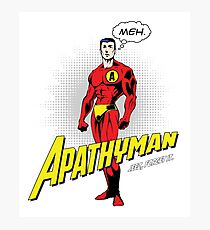 Apathy Man, Funny Superhero Parody, Lazy, Meh Photographic Print