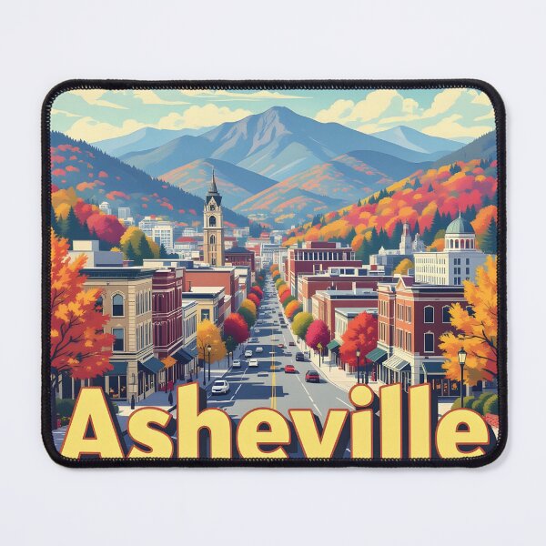 Item preview, Asheville, North Carolina, USA: Vintage-Style Painterly Travel Poster designed and sold by LSVart.