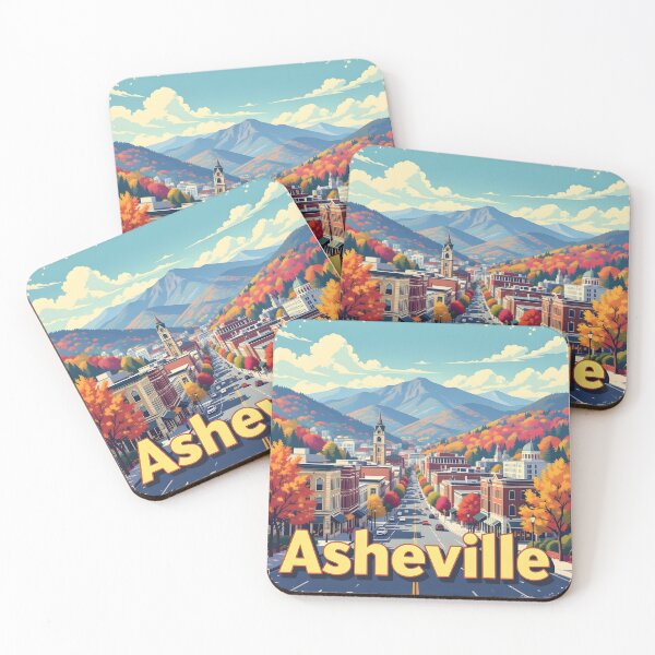 Item preview, Asheville, North Carolina, USA: Vintage-Style Painterly Travel Poster designed and sold by LSVart.