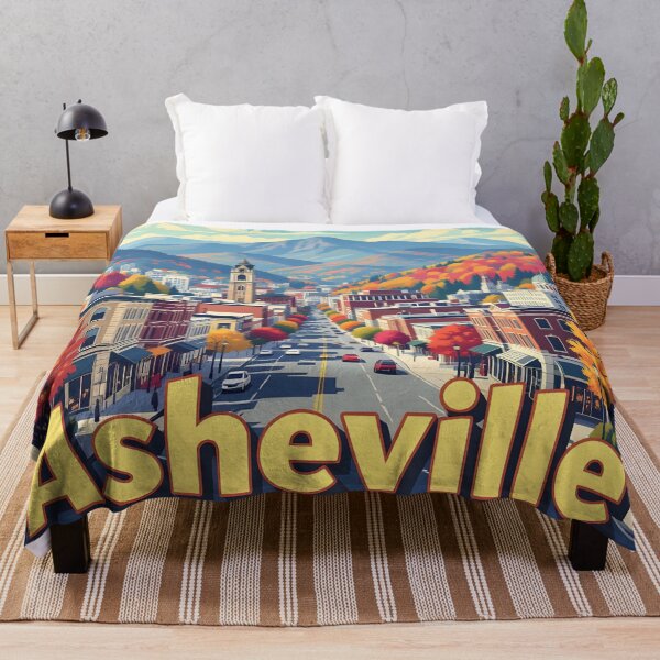Item preview, Asheville, North Carolina, USA: Vintage-Style Painterly Travel Poster designed and sold by LSVart.