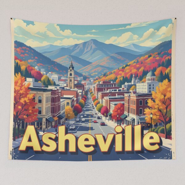 Item preview, Asheville, North Carolina, USA: Vintage-Style Painterly Travel Poster designed and sold by LSVart.
