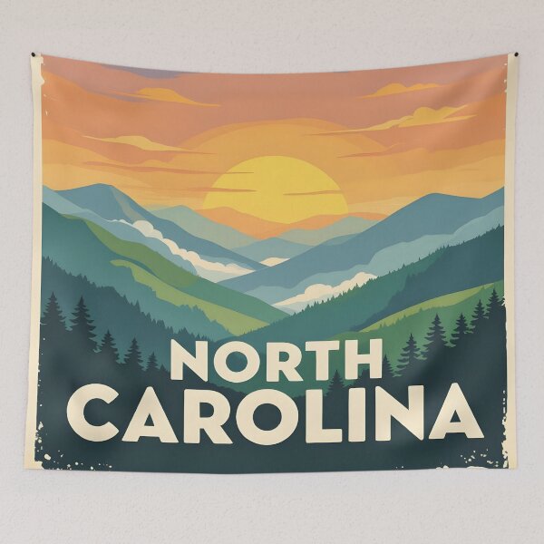 Item preview, North Carolina, USA: Vintage-Style Painterly Travel Poster designed and sold by LSVart.