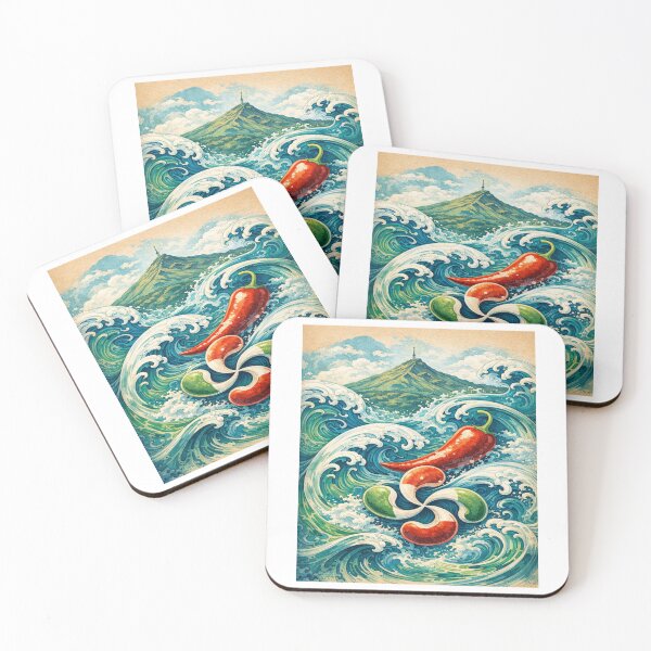Item preview, The Basque Wave – Lauburu, chili pepper and mountain designed and sold by Gino64.