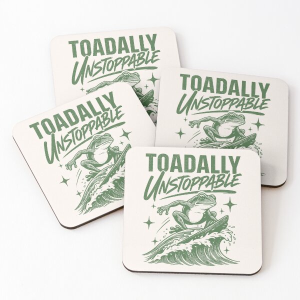 Item preview, Toadally Unstoppable Funny Frog Pun Retro Surfing  designed and sold by Y-Vibes.