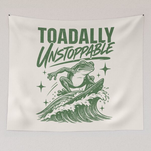 Item preview, Toadally Unstoppable Funny Frog Pun Retro Surfing  designed and sold by Y-Vibes.
