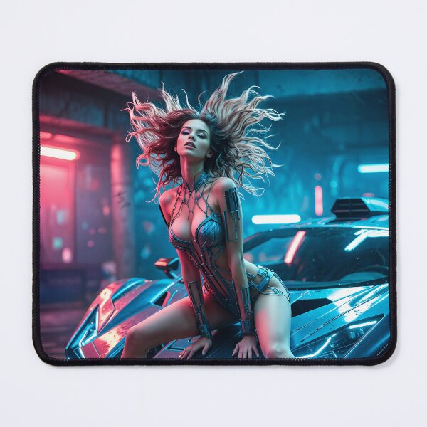 Item preview, Sexy Neon Cyberpunk Female Model with Futuristic Hypercar designed and sold by Nico Simon Princely.