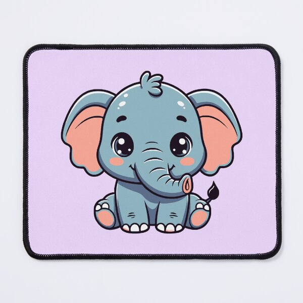 Item preview, Adorable Kawaii Blue Baby Elephant - Soft Violet Background designed and sold by Blooms & Paws Haven .