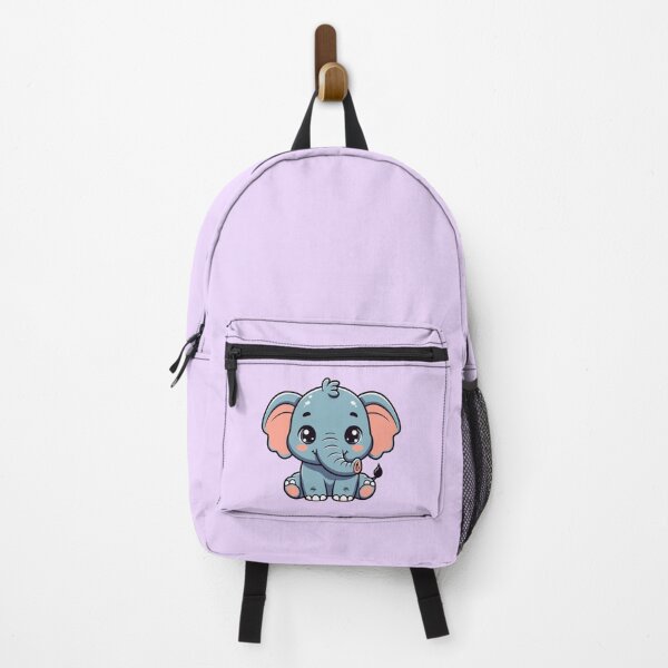 Item preview, Adorable Kawaii Blue Baby Elephant - Soft Violet Background designed and sold by Blooms & Paws Haven .