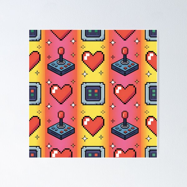 Item preview, Pixel Pop – Retro Love in Gradient Mode designed and sold by PatternFlux.