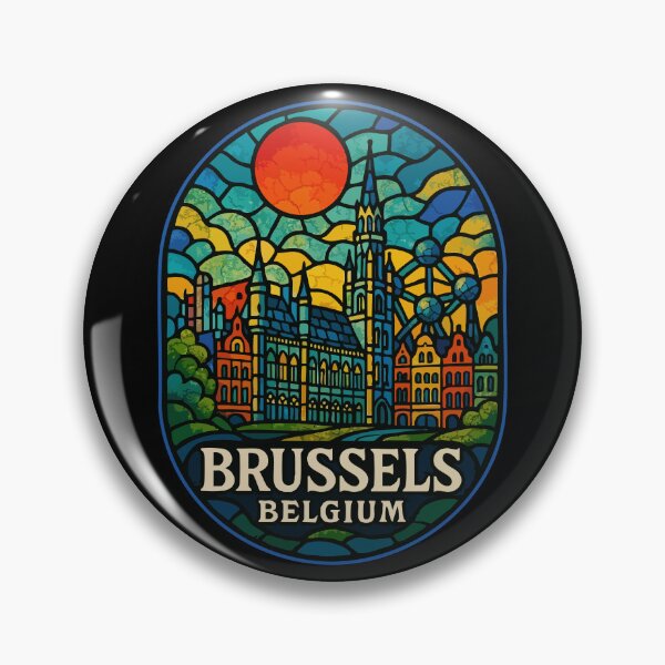 Item preview, Brussels Belgium Colorful Stained Glass Travel designed and sold by TomFrontierArt.